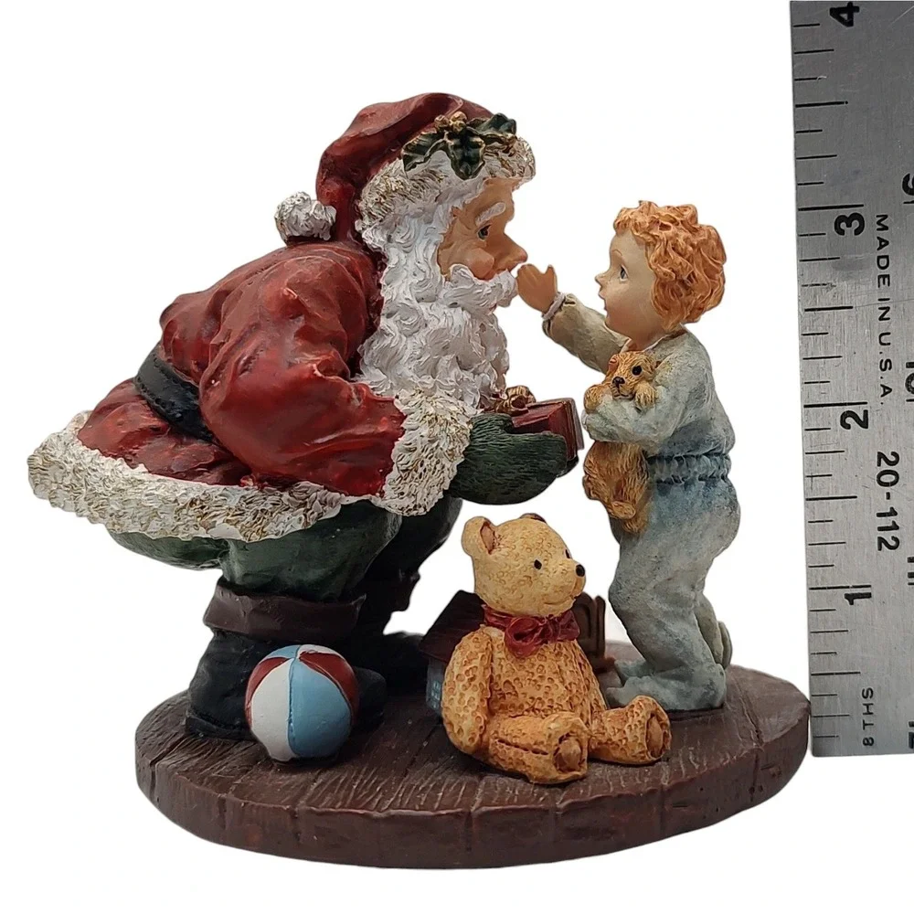 Winterland Collection Christmas Figurine Santa with Boy and Bear Resin‎ 1997